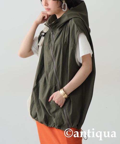 antiqua(アンティカ)の「アシメジップベスト(ベスト・レディース・ブラック/カーキ・ONESIZE)」の18枚目の写真