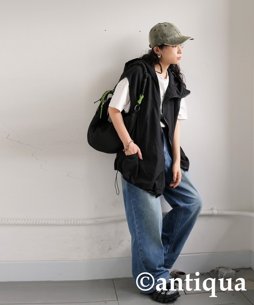 antiqua(アンティカ)の「アシメジップベスト(ベスト・レディース・ブラック/カーキ・ONESIZE)」の14枚目の写真