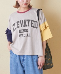 CUBE SUGAR | 26/-OE天竺パウダー加工フリル付ビッグTシャツ(Tシャツ/カットソー)