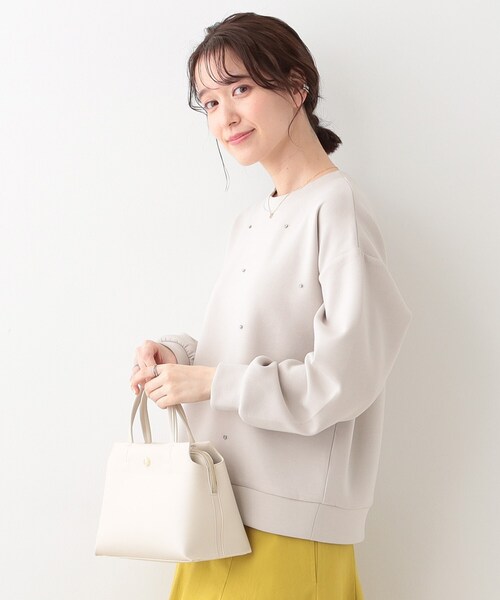 DRESKIP(ドレスキップ)の「【S-LL】もちさら ビジュー付きトップス(Tシャツ/カットソー・レディース・ライトベージュ/オフホワイト/チャコールグレー・04/03/02/01)」の13枚目の写真