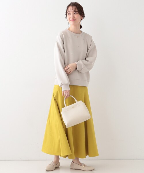 DRESKIP(ドレスキップ)の「【S-LL】もちさら ビジュー付きトップス(Tシャツ/カットソー・レディース・ライトベージュ/オフホワイト/チャコールグレー・04/03/02/01)」の14枚目の写真