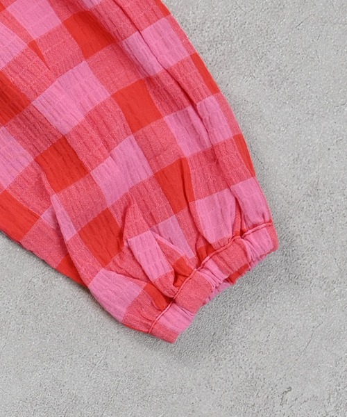 MARKEY'S（マーキーズ）の「ギンガムラッフルブラウス【セットアップ可能】（セットアップ・キッズ・ピンク/ライトグリーン/イエロー/ブラック・S/M/L/LL）」の13枚目の写真