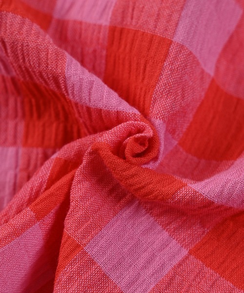 MARKEY'S（マーキーズ）の「ギンガムラッフルブラウス【セットアップ可能】（セットアップ・キッズ・ピンク/ライトグリーン/イエロー/ブラック・S/M/L/LL）」の16枚目の写真