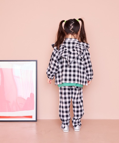 MARKEY'S（マーキーズ）の「ギンガムラッフルブラウス【セットアップ可能】（セットアップ・キッズ・ピンク/ライトグリーン/イエロー/ブラック・S/M/L/LL）」の8枚目の写真