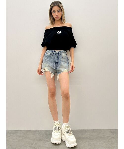 GYDA(ジェイダ)の「GDエンボスオフショルトップス(Tシャツ/カットソー・レディース・ピンク/オフホワイト/ブラック・FREE)」の20枚目の写真