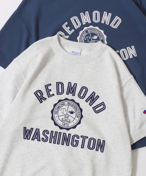 Champion(チャンピオン)の「Champion/チャンピオン コットンUSA 裏毛 カレッジロゴプリント ワンポイント刺繍 半袖スウェット トレーナー/レディース メンズ(スウェット・メンズ・スミクロ/グレー/オートミール/ネイビー/ベージュ系その他/ブルー系その他/ブラック系その他/グレー系その他・L/M/XL)」の7枚目の写真