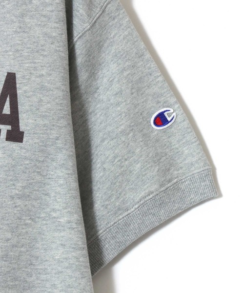 Champion(チャンピオン)の「Champion/チャンピオン コットンUSA 裏毛 カレッジロゴプリント ワンポイント刺繍 半袖スウェット トレーナー/レディース メンズ(スウェット・メンズ・スミクロ/グレー/オートミール/ネイビー/ベージュ系その他/ブルー系その他/ブラック系その他/グレー系その他・L/M/XL)」の9枚目の写真