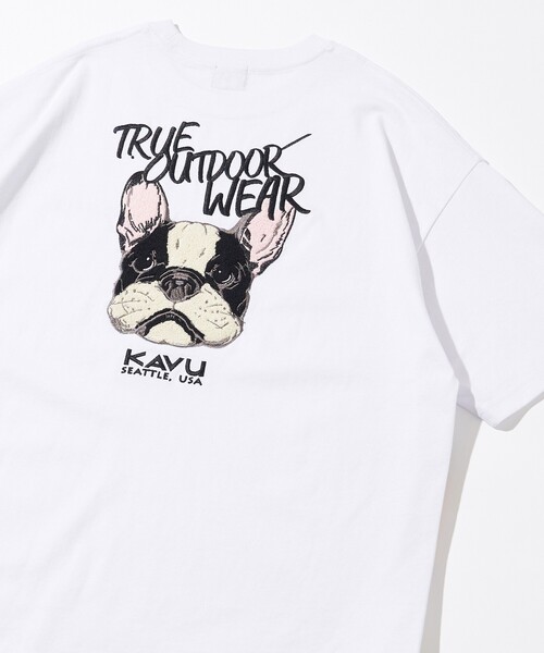 FREAK'S STORE(フリークスストア)の「限定展開 KAVU×FREAK'S STORE/カブ― 別注 アニマル刺繍ワッペン クルーネック Tシャツ(Tシャツ/カットソー・メンズ・スミクロ/ホワイト系その他2/ブラック/ホワイト系その他/ホワイト/グレイッシュベージュ・SMALL/MEDIUM/LARGE)」の2枚目の写真