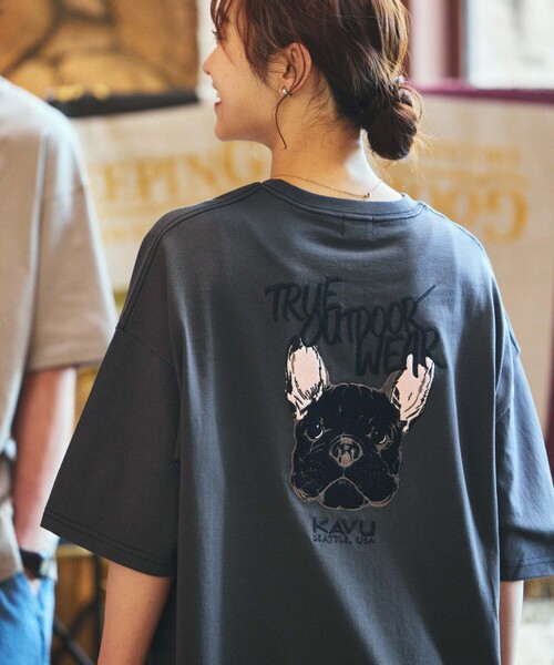 FREAK'S STORE(フリークスストア)の「限定展開 KAVU×FREAK'S STORE/カブ― 別注 アニマル刺繍ワッペン クルーネック Tシャツ(Tシャツ/カットソー・メンズ・スミクロ/ホワイト系その他2/ブラック/ホワイト系その他/ホワイト/グレイッシュベージュ・SMALL/MEDIUM/LARGE)」の8枚目の写真