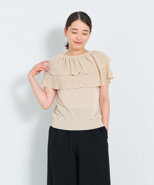 ADIEU TRISTESSE（アデュートリステス）の「KOYORI ケープフリルプルオーバーニット（ニット/セーター・レディース・ブラック/ベージュ/パープル・FREE）」の3枚目の写真