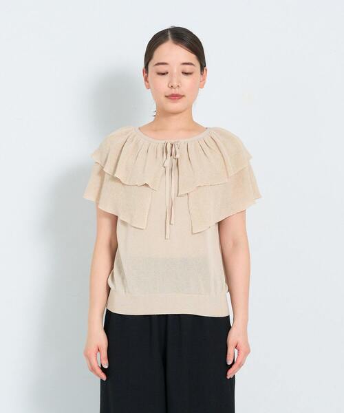 ADIEU TRISTESSE（アデュートリステス）の「KOYORI ケープフリルプルオーバーニット（ニット/セーター・レディース・ブラック/ベージュ/パープル・FREE）」の10枚目の写真