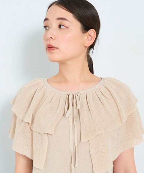 ADIEU TRISTESSE（アデュートリステス）の「KOYORI ケープフリルプルオーバーニット（ニット/セーター・レディース・ブラック/ベージュ/パープル・FREE）」の13枚目の写真