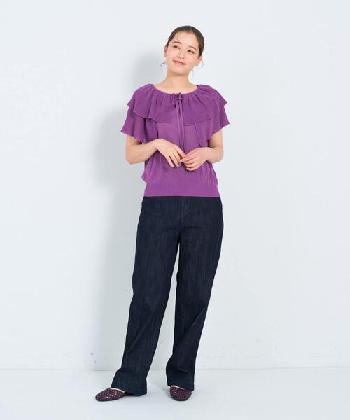 ADIEU TRISTESSE（アデュートリステス）の「KOYORI ケープフリルプルオーバーニット（ニット/セーター・レディース・ブラック/ベージュ/パープル・FREE）」の16枚目の写真