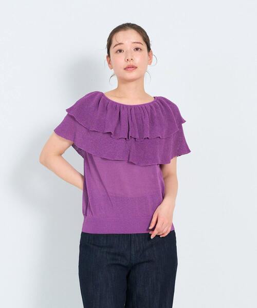 ADIEU TRISTESSE（アデュートリステス）の「KOYORI ケープフリルプルオーバーニット（ニット/セーター・レディース・ブラック/ベージュ/パープル・FREE）」の19枚目の写真