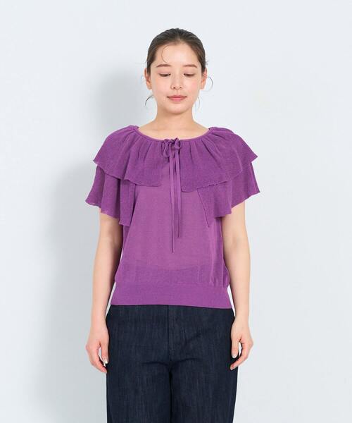 ADIEU TRISTESSE（アデュートリステス）の「KOYORI ケープフリルプルオーバーニット（ニット/セーター・レディース・ブラック/ベージュ/パープル・FREE）」の20枚目の写真