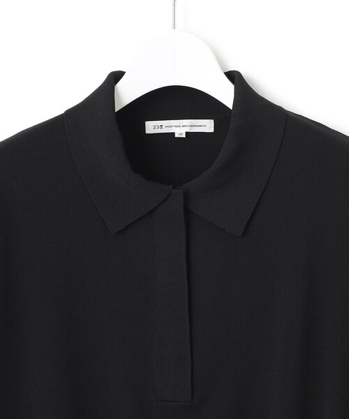 23区 L(ニジュウサンクオオキイサイズ)の「【洗える】レーヨンポリエステルストレッチ フレンチスリーブ ポロニット(ニット/セーター・レディース・ダークグリーン系/ブラック系/ベージュ系・44/46)」の14枚目の写真