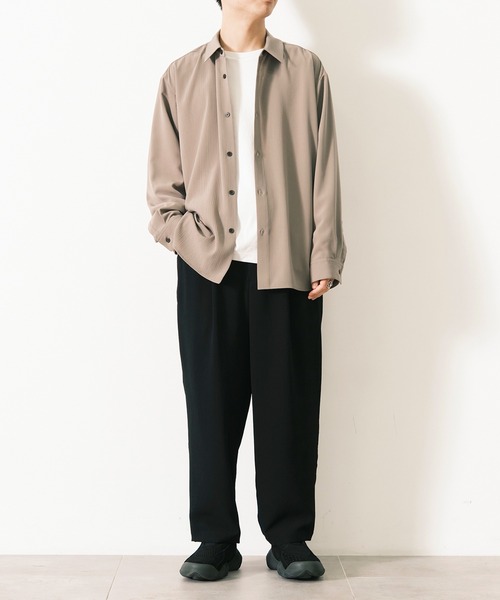 CITY TOKYO（シティトウキョウ）の「Multi-flex ワイドテーパードパンツ（スラックス・メンズ・ダークブラウン/ブラック・1/2）」の6枚目の写真