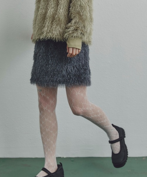 ROSE BUD(ローズバッド)の「(CREOLME)ラメフリンジミニスカート(スカート・レディース・グレー/ライトグリーン・ONE SIZE)」の2枚目の写真