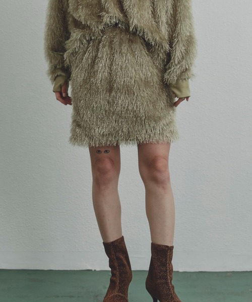 ROSE BUD(ローズバッド)の「(CREOLME)ラメフリンジミニスカート(スカート・レディース・グレー/ライトグリーン・ONE SIZE)」の1枚目の写真