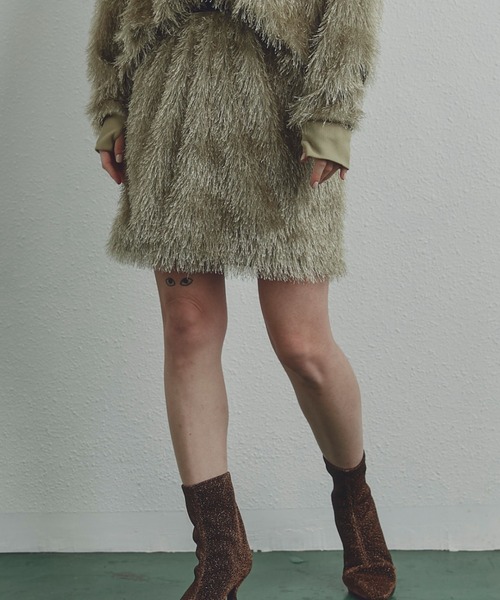 ROSE BUD(ローズバッド)の「(CREOLME)ラメフリンジミニスカート(スカート・レディース・グレー/ライトグリーン・ONE SIZE)」の6枚目の写真