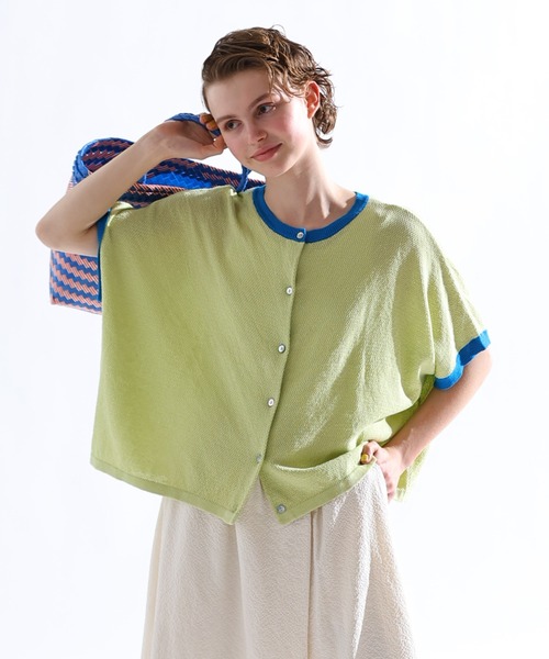 Kelen（ケレン）の「「KELEN / ケレン」 2WAY バイカラーニットトップス SARAH（Tシャツ/カットソー・レディース・ネイビー/ライム/ライトグレー・FREE）」の3枚目の写真