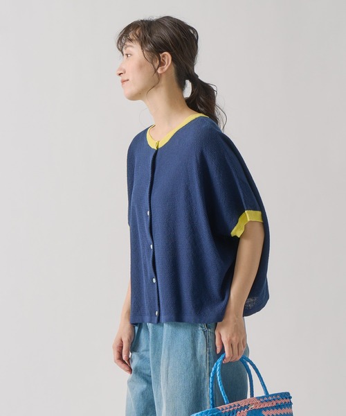Kelen（ケレン）の「「KELEN / ケレン」 2WAY バイカラーニットトップス SARAH（Tシャツ/カットソー・レディース・ネイビー/ライム/ライトグレー・FREE）」の4枚目の写真