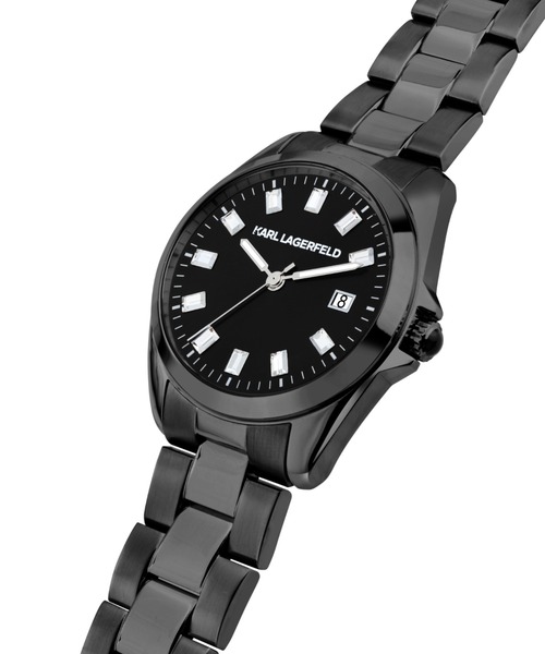 KARL LAGERFELD(カールラガーフェルド)の「「KARL LAGERFELD/カール・ラガーフェルド」ラウンド エッセンシャル - ブラック サンレイ クリスタルストーン ダイヤル ブラック ブレスレット(アナログ腕時計・レディース・ブラック・FREE)」の11枚目の写真