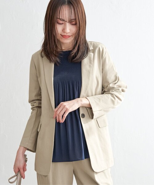 ikka（イッカ）の「【セットアップ対応】GOKU楽ワークテーラージャケット（テーラードジャケット・レディース・ネイビー/ベージュ・M/L/S）」の15枚目の写真
