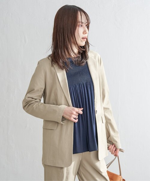 ikka（イッカ）の「【セットアップ対応】GOKU楽ワークテーラージャケット（テーラードジャケット・レディース・ネイビー/ベージュ・M/L/S）」の16枚目の写真