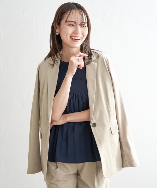 ikka（イッカ）の「【セットアップ対応】GOKU楽ワークテーラージャケット（テーラードジャケット・レディース・ネイビー/ベージュ・M/L/S）」の17枚目の写真