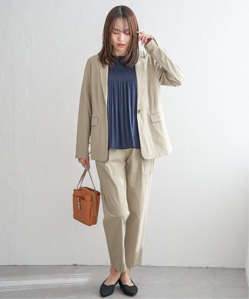 ikka（イッカ）の「【セットアップ対応】GOKU楽ワークテーラージャケット（テーラードジャケット・レディース・ネイビー/ベージュ・M/L/S）」の18枚目の写真