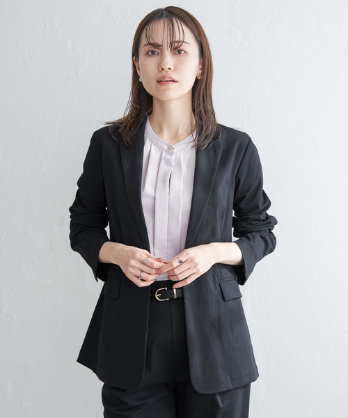 ikka（イッカ）の「【セットアップ対応】GOKU楽ワークテーラージャケット（テーラードジャケット・レディース・ネイビー/ベージュ・M/L/S）」の3枚目の写真