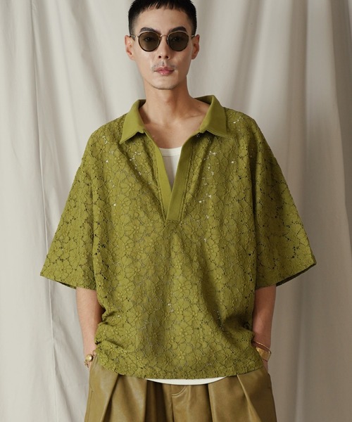 Aphlotus（アプロタス）の「コードラッセルレース スキッパーポロシャツ（ポロシャツ・メンズ・オリーブ/ブラック・MEDIUM/SMALL/LARGE）」の2枚目の写真