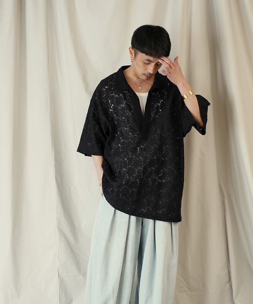 Aphlotus（アプロタス）の「コードラッセルレース スキッパーポロシャツ（ポロシャツ・メンズ・オリーブ/ブラック・MEDIUM/SMALL/LARGE）」の6枚目の写真