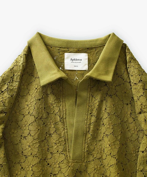 Aphlotus（アプロタス）の「コードラッセルレース スキッパーポロシャツ（ポロシャツ・メンズ・オリーブ/ブラック・MEDIUM/SMALL/LARGE）」の14枚目の写真