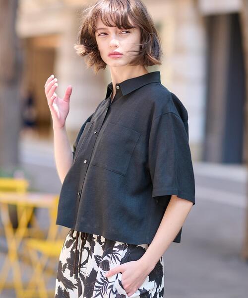 DRESSTERIOR(ドレステリア)の「【トレンド/清涼感】ハーフスリーブクロップドシャツ(シャツ/ブラウス・レディース・ナチュラル/ブラック・34/36/38)」の17枚目の写真