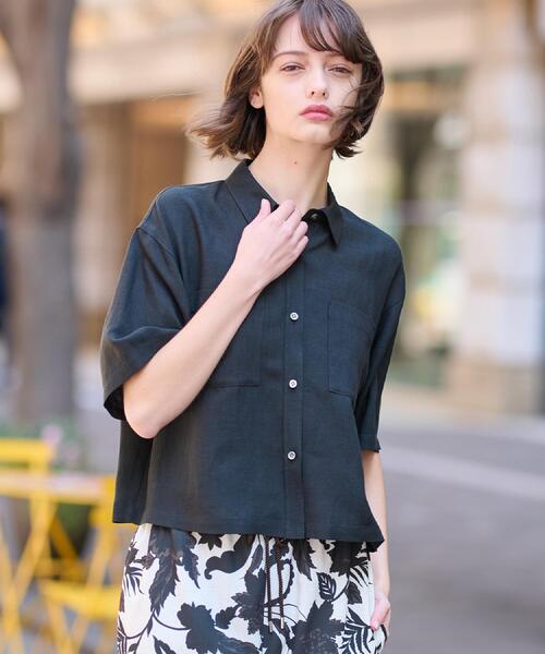 DRESSTERIOR(ドレステリア)の「【トレンド/清涼感】ハーフスリーブクロップドシャツ(シャツ/ブラウス・レディース・ナチュラル/ブラック・34/36/38)」の18枚目の写真