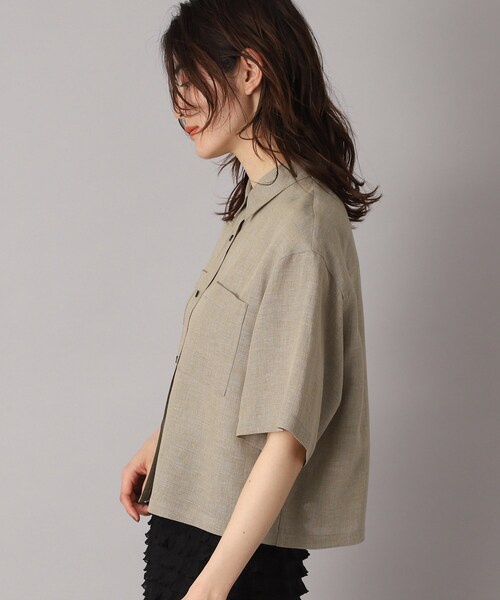 DRESSTERIOR(ドレステリア)の「【トレンド/清涼感】ハーフスリーブクロップドシャツ(シャツ/ブラウス・レディース・ナチュラル/ブラック・34/36/38)」の3枚目の写真