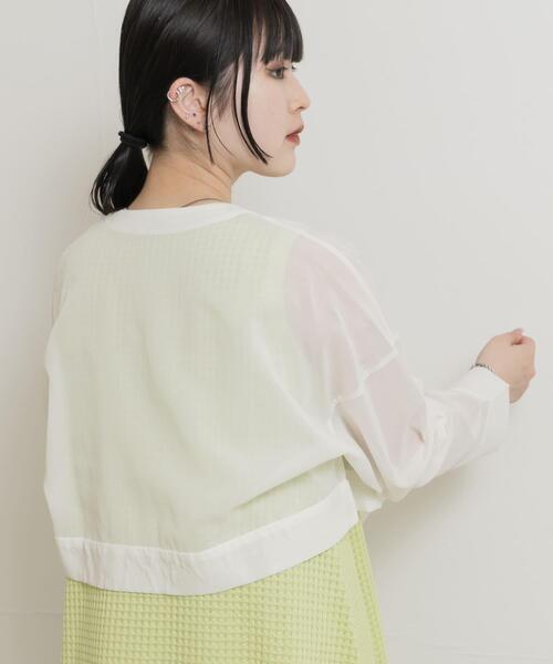 MIDIUMISOLID(ミディウミソリッド)の「『別注』MIDIUMISOLID×TGM sheer voile Vneck Cardigan(カーディガン/ボレロ・レディース・オフホワイト/ブラック・ONE)」の19枚目の写真