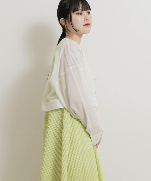 MIDIUMISOLID(ミディウミソリッド)の「『別注』MIDIUMISOLID×TGM sheer voile Vneck Cardigan(カーディガン/ボレロ・レディース・オフホワイト/ブラック・ONE)」の18枚目の写真