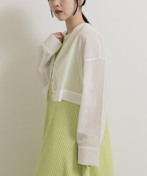 カーディガン 「別注」MIDIUMISOLID×TGM　sheer voile Vneck Cardigan レディース 別注』MIDIUMISOLID×TGM sheer voile Vneck Cardigan