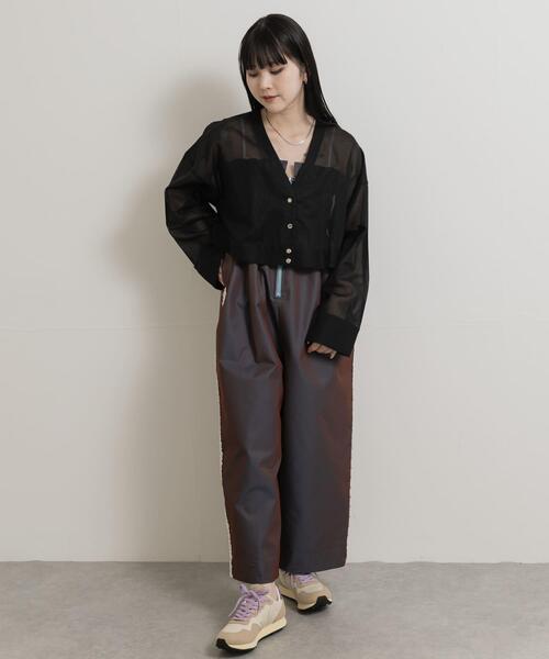MIDIUMISOLID(ミディウミソリッド)の「『別注』MIDIUMISOLID×TGM sheer voile Vneck Cardigan(カーディガン/ボレロ・レディース・オフホワイト/ブラック・ONE)」の5枚目の写真