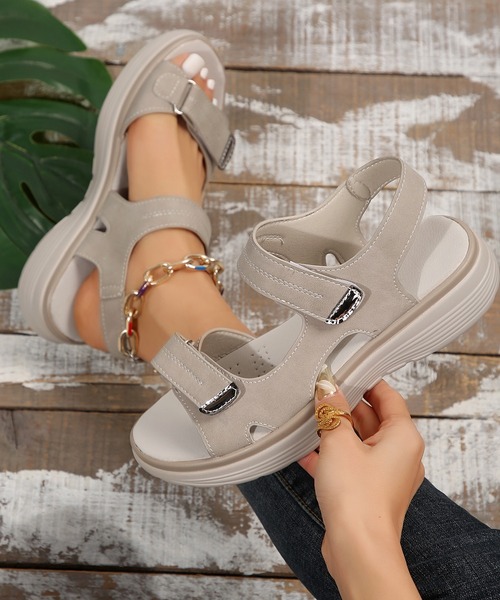 Lace Ladies(レースレディース)の「ダブルベルト ステッチ バックストラップ 厚底 スポーツ サンダル(サンダル・レディース・ネイビー/ベージュ/ブラック・24.5cm/25cm/23.5cm/24cm/23cm)」の18枚目の写真