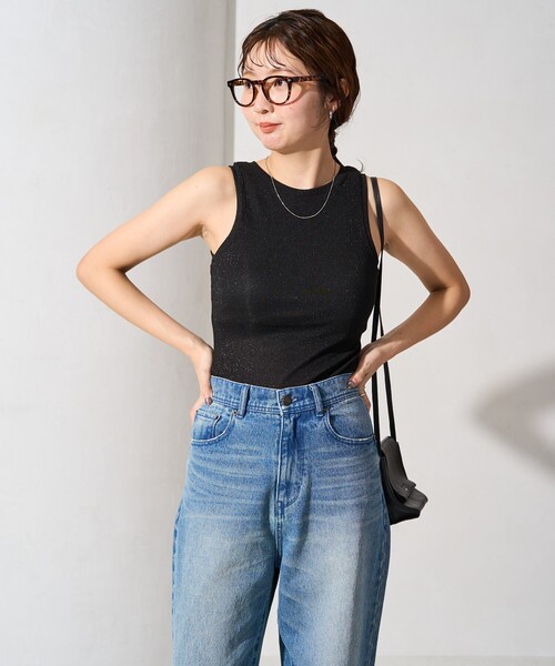 FREAK'S STORE(フリークスストア)の「限定展開 カップ付き ラメ テレコ アメスリ タンク(タンクトップ・レディース・ブルーグリーン/イエロー/ライトベージュ/ブラック/チャコールグレー/オフホワイト・フリ-)」の20枚目の写真