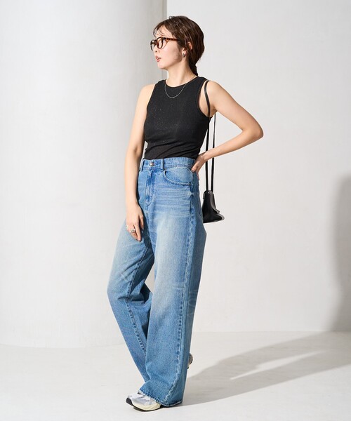 FREAK'S STORE(フリークスストア)の「限定展開 カップ付き ラメ テレコ アメスリ タンク(タンクトップ・レディース・ブルーグリーン/イエロー/ライトベージュ/ブラック/チャコールグレー/オフホワイト・フリ-)」の22枚目の写真