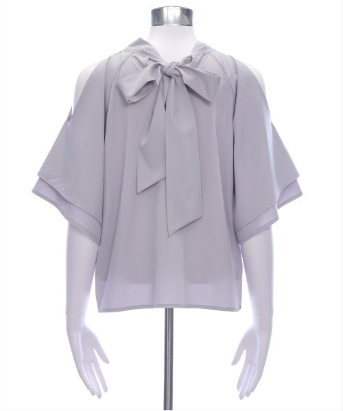 CLEAR BASIC（クリアベーシック）の「オープンショルダーフレアスリーブブラウス[着回し力抜群 大人 フェミニン]≪SS新作≫（シャツ/ブラウス・レディース・グレー/アイボリー/ブルーグレー/ブラック/ボルドー・F）」の19枚目の写真