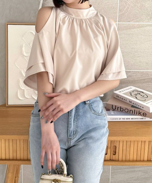 CLEAR BASIC（クリアベーシック）の「オープンショルダーフレアスリーブブラウス[着回し力抜群 大人 フェミニン]≪SS新作≫（シャツ/ブラウス・レディース・グレー/アイボリー/ブルーグレー/ブラック/ボルドー・F）」の21枚目の写真