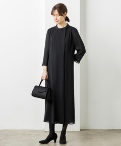 【喪服・礼服】絽ランダムボーダー/ブラックフォーマルワンピース