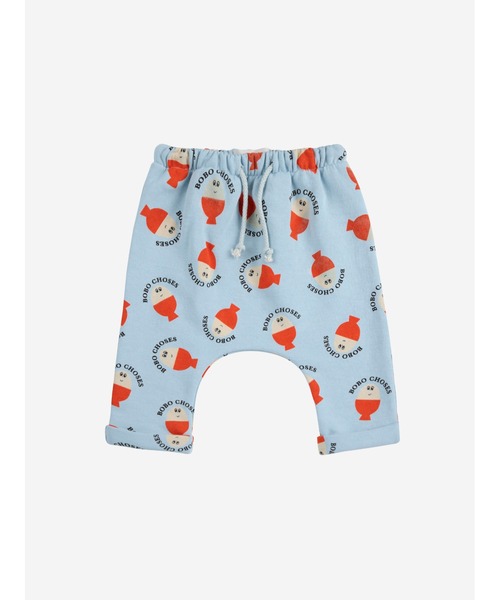 BOBO CHOSES(ボボショーズ)の「Morning Egg all over harem pants(スウェットパンツ・キッズ・ライトブルー・6MONTH/9MONTH/24MONTH)」の1枚目の写真