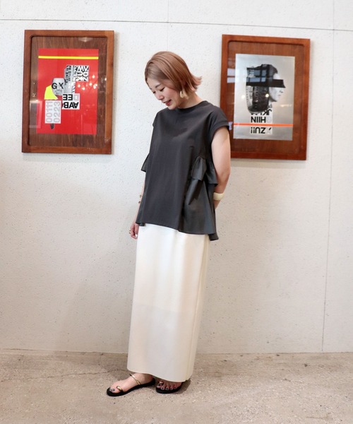 Jines（ジネス）の「バックティアードデザインカットソー（Tシャツ/カットソー・レディース・ブラック/チャコールグレー/ホワイト・38）」の10枚目の写真